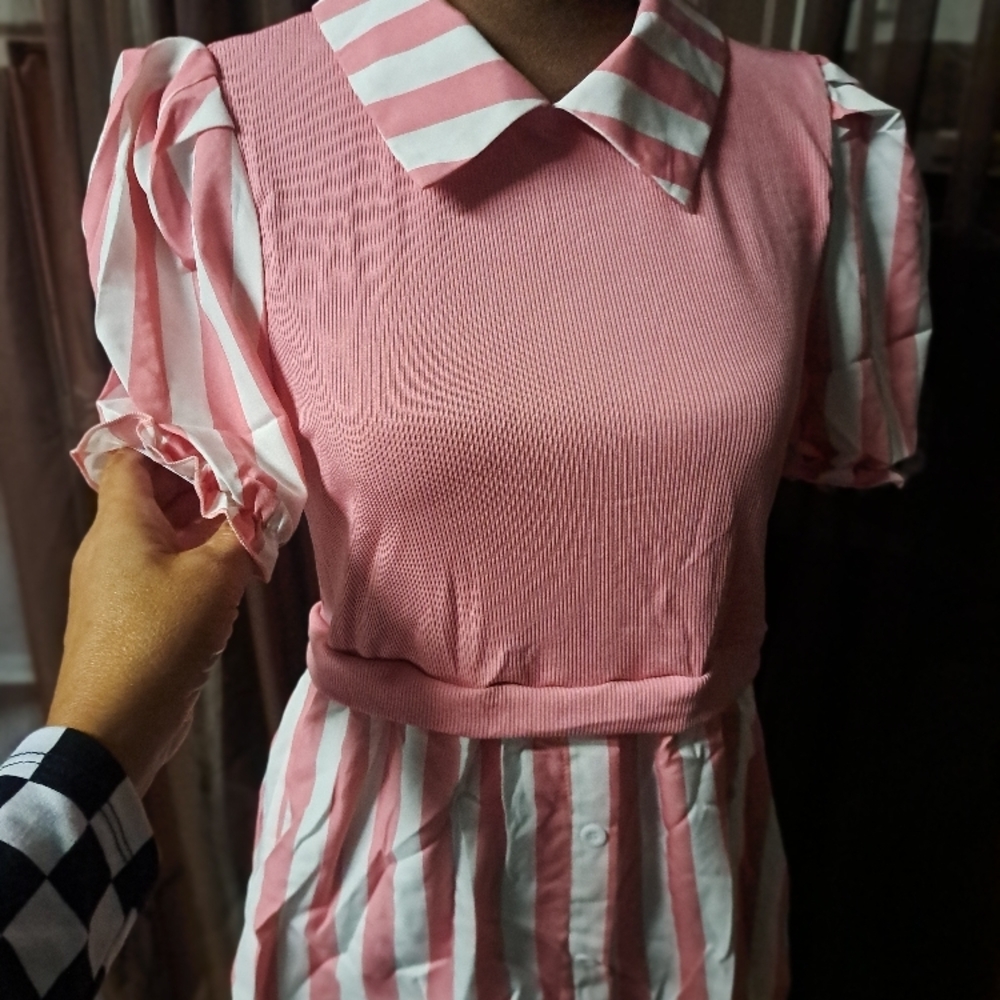 Pink and White Striped Dress